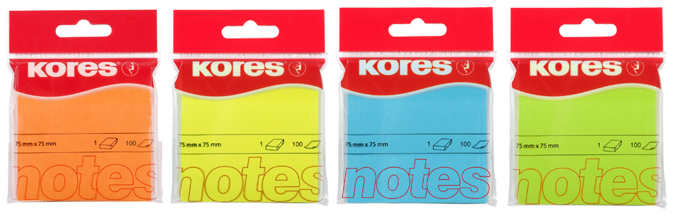 N47080_Farben589336bad82e1 Kores Haftnotizen ´NEON´, 75 x 75 mm, blanko, neon-orange