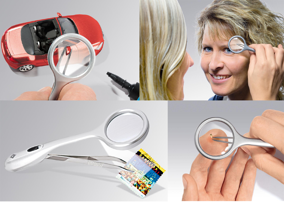 271_771554_anw WEDO Lupenpinzette ´Trizette´, mit LED-Licht, silber