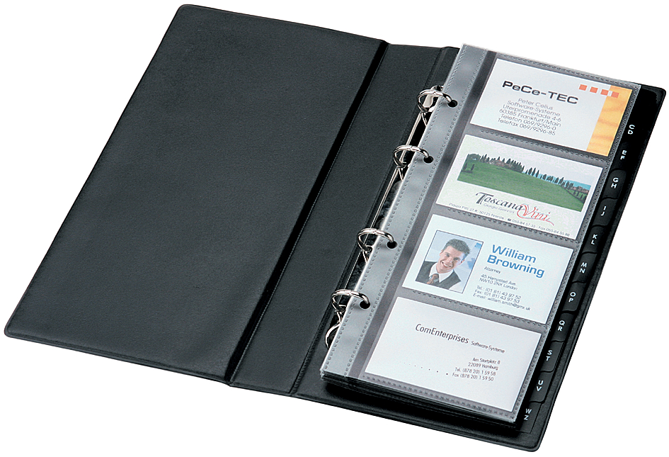 KVZ300-258936c84bade9 sigel Visitenkarten-Ringbuch, schwarz, matt, zweireihig