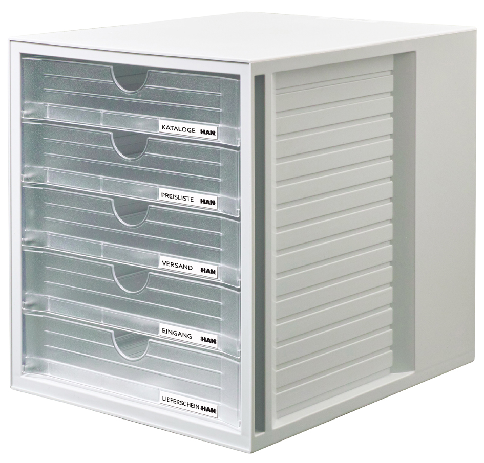 1450_63589b28b9cf32c HAN Schubladenbox, 5 Schübe, Gehäuse: grau, Schubladen: blau