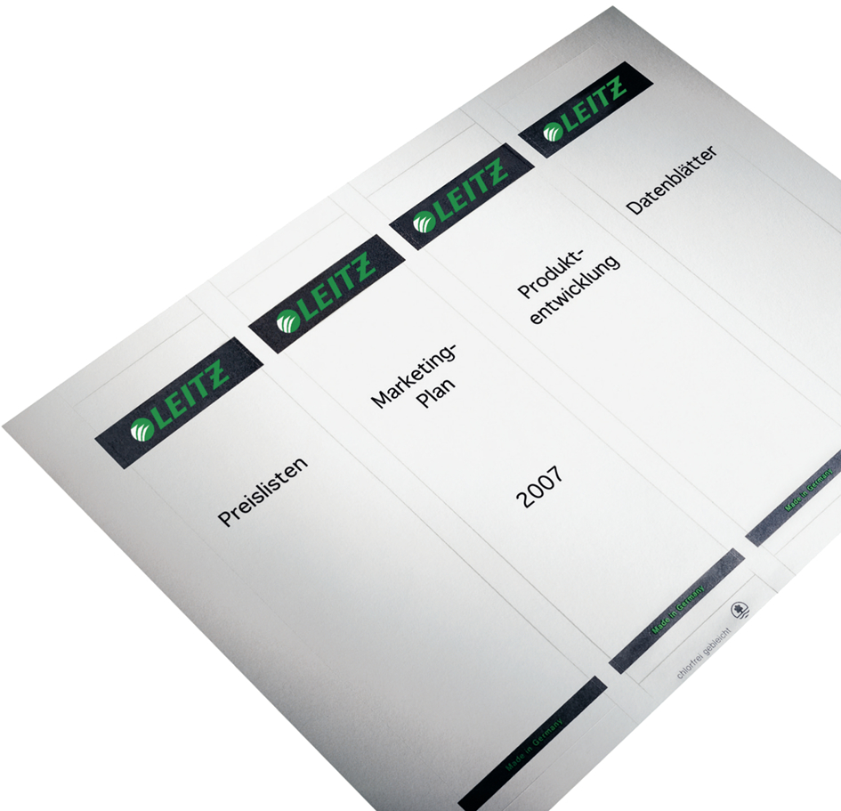 16800085_bedruckt LEITZ Ordnerrücken-Einsteckschild, 56 x 190 mm, Karton, grau