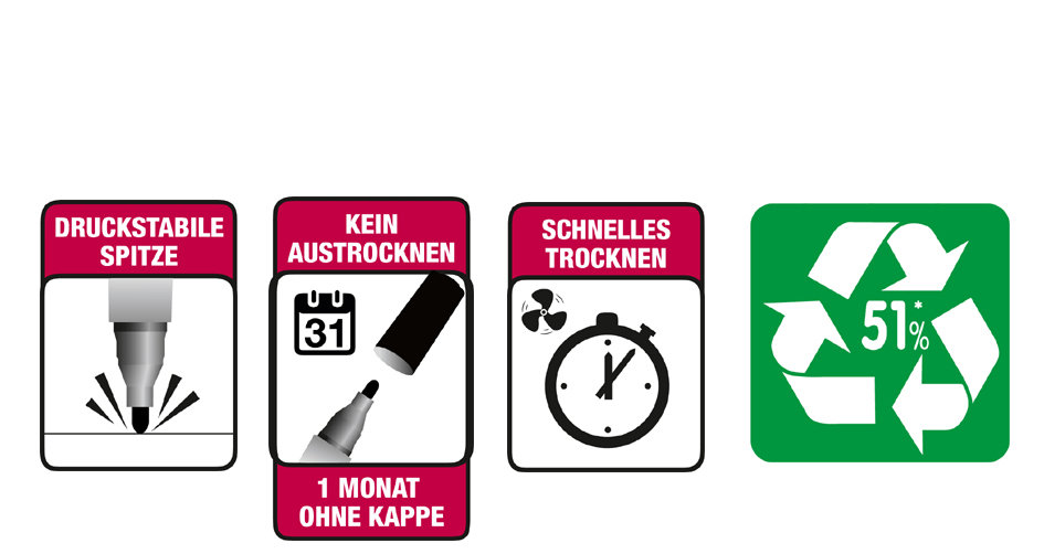 BIC Permanent-Marker 2000 Ecolutions, Rundspitze, 4er Etui