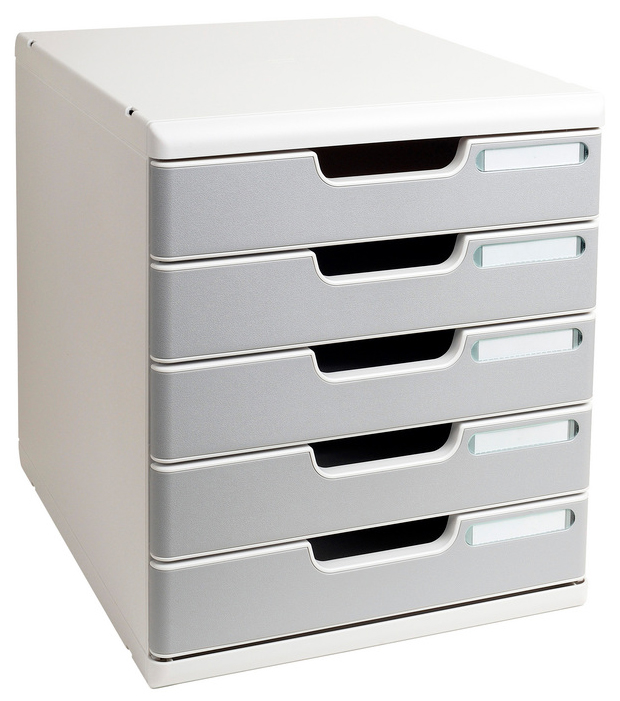 301041D58febf1929759 EXACOMPTA Schubladenbox MODULO A4, 5 Schübe, steingrau