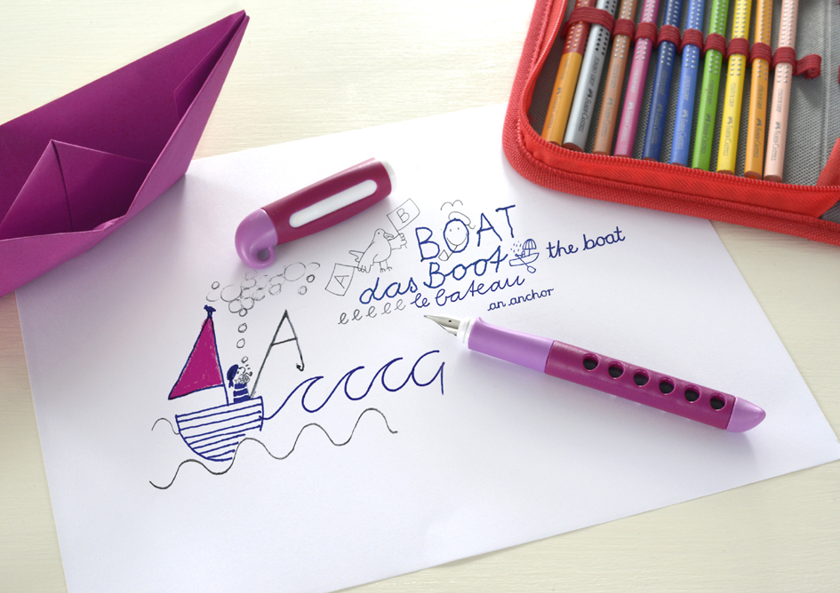 Scribolino_Papierboot_pinktBOMFGo5tM1UX FABER-CASTELL Schul-Füllhalter Scribolino, rot