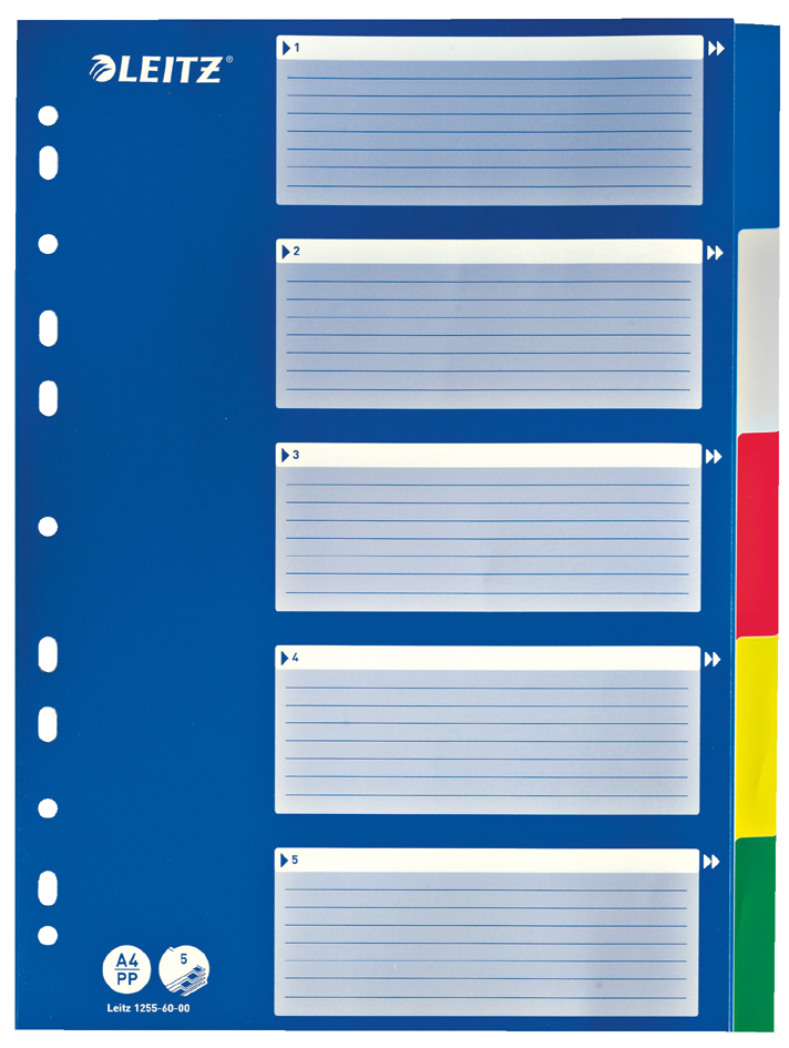 12556000 LEITZ Kunststoff-Register, blanko, A4, 10-teilig, farbig