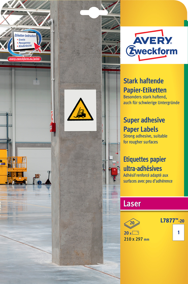 L7877-20_pac58935a5aa4b28 AVERY Zweckform Stark haftende Papier-Etiketten, 63,5x29,6mm