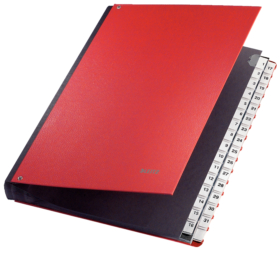 59310025 LEITZ Pultordner, A4, 1-31, 32 Fächer, Kunststoff, rot