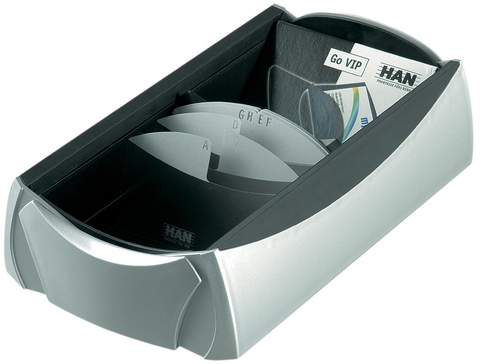 2755_77_20015893692315f04 HAN Visitenkartenbox VIP-SET, silber/schwarz