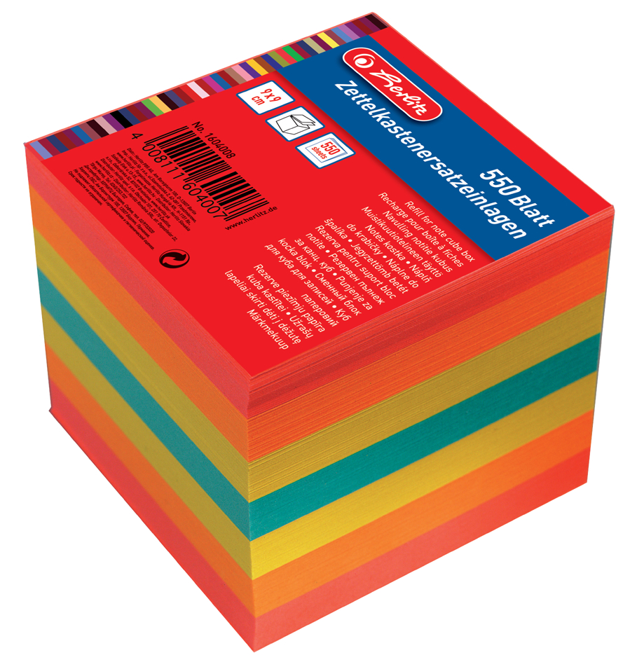 0160400858931fb191269 herlitz Zettelboxeinlagen, 90 x 90 mm, farbig