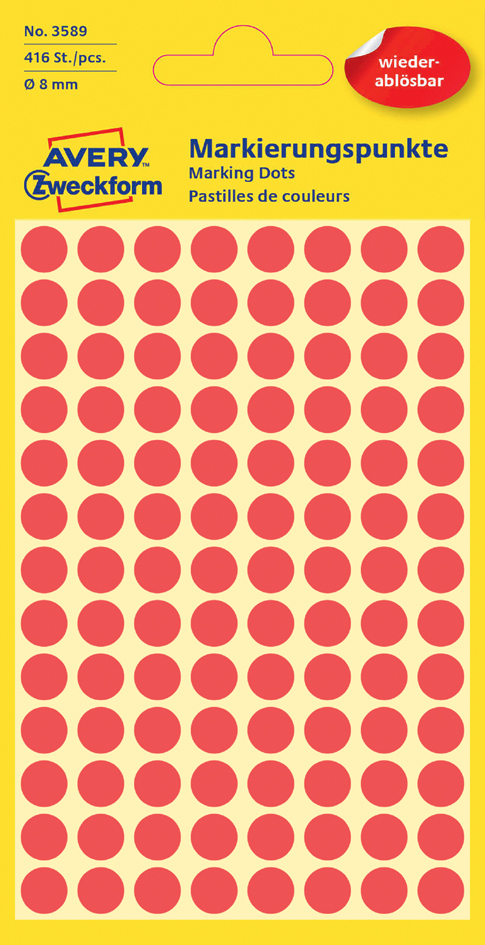 AVERY Zweckform Markierungspunkte, ablösbar, 18 mm, rot
