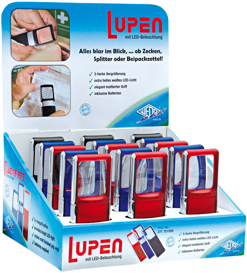271_751599_frei WEDO Rechtecklupe mit LED-Beleuchtung, 15er Display