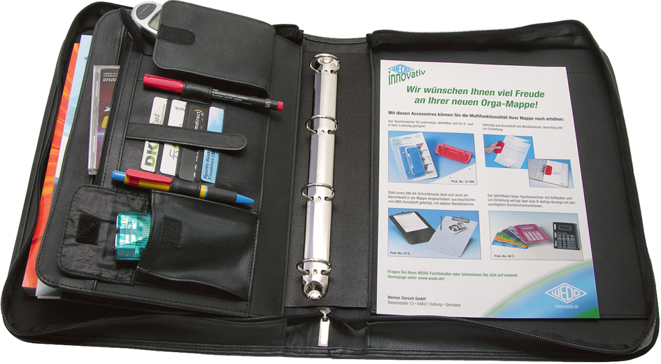 58_3001_offen WEDO Orgamappe, DIN A4, genarbtes Kunstleder, schwarz