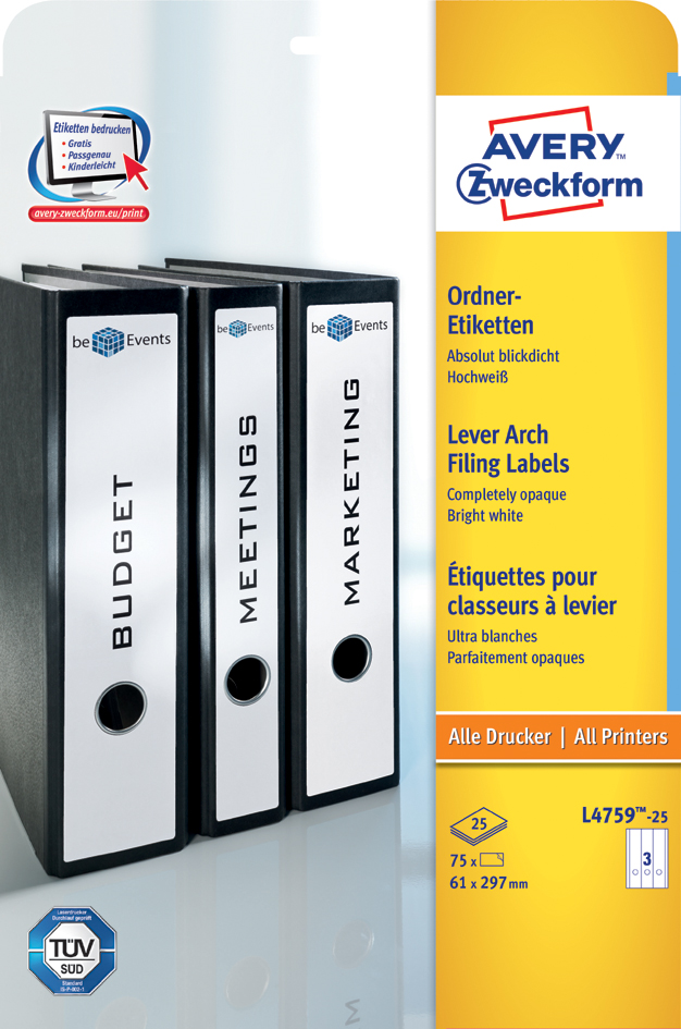 AVERY Zweckform Ordnerrücken-Etiketten, 61 x 297 mm, 10 Bl.