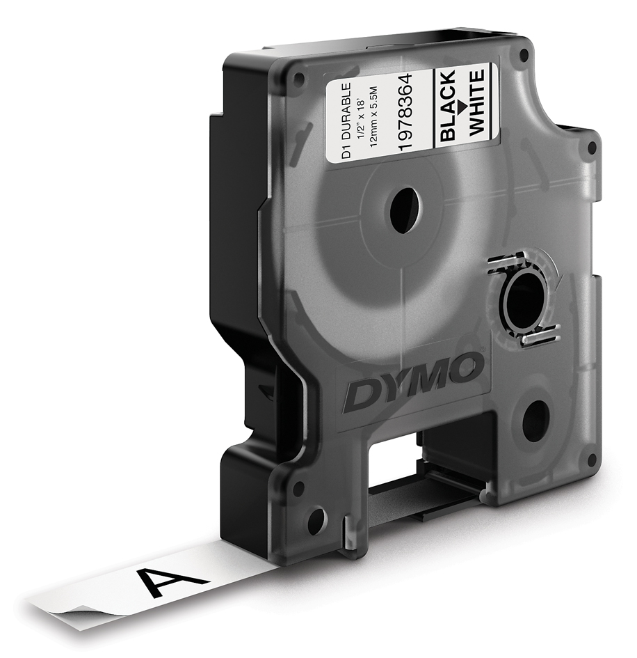 DYMO D1 Vinyl-Schriftband HP, schwarz/orange, 12 mm x 3 m