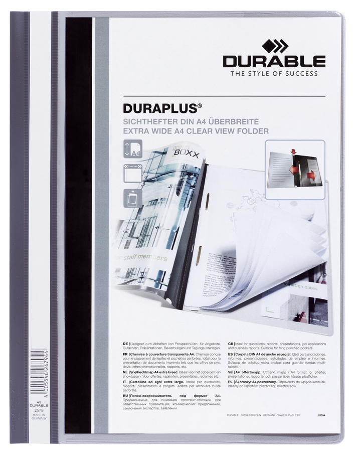 2579_10_GEN_A589376a95a8b7 DURABLE Schnellhefter DURAPLUS, DIN A4, grau, überbreit