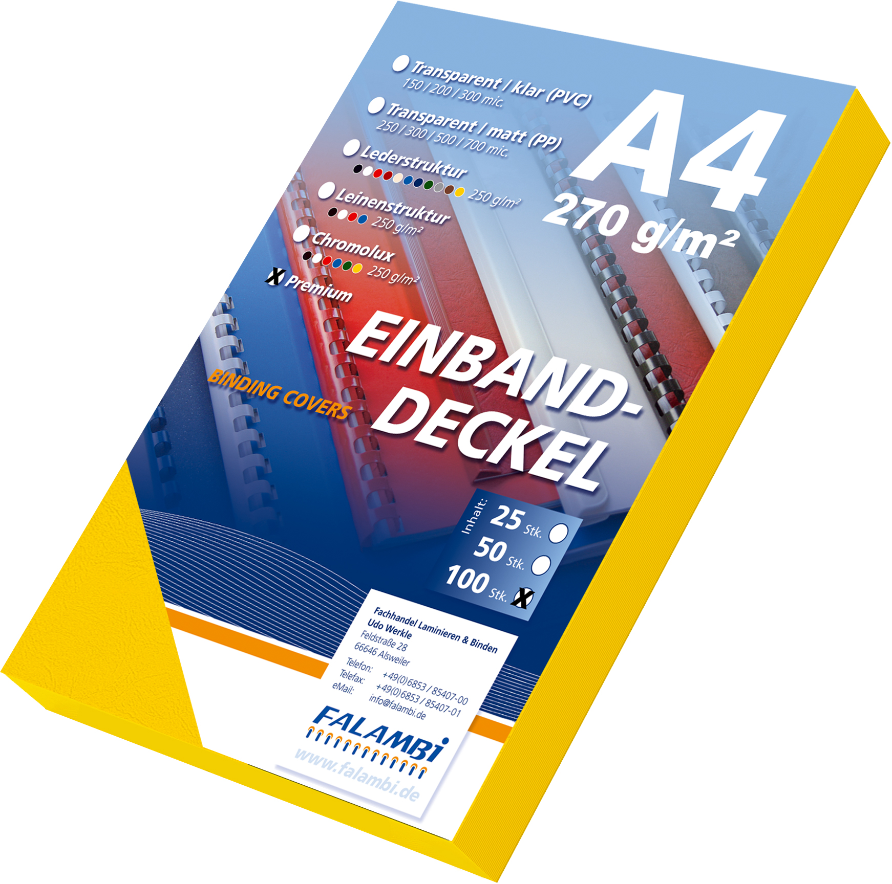 Einbanddeckel PREMIUM A4 LEINEN / 270 - gelb