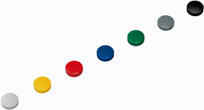 882be8ace9b5be49f9f78a24b244ae2d 10 Haftmagnete, 24 mm rund, (H) 8 mm, farbig sortiert