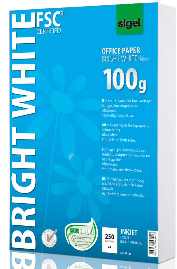 IP125 sigel Inkjet-Papier ´Bright White´, DIN A4, 100 g/qm