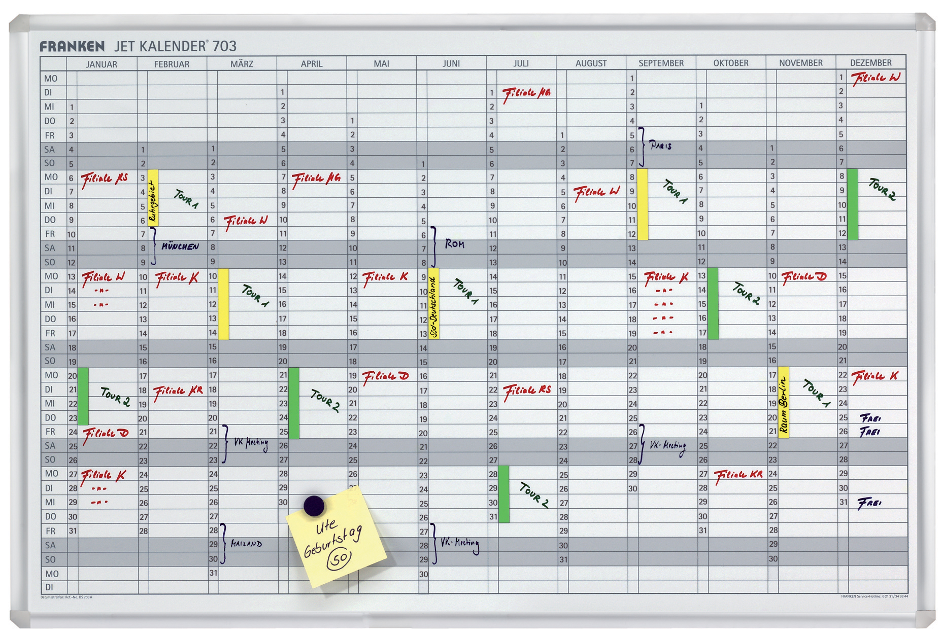 JK703A589353930356b FRANKEN Datumstreifen für Planungstafel JK703, transparent