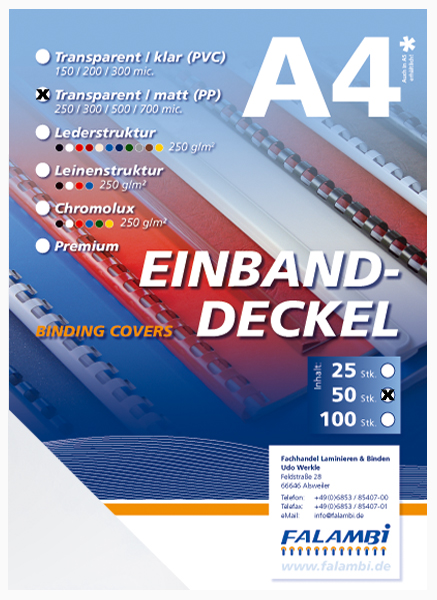 0affdda5e5919ef18668f803ff6bb93b 50 Deckelfolien A4, transparent-matt,  0.7 mm