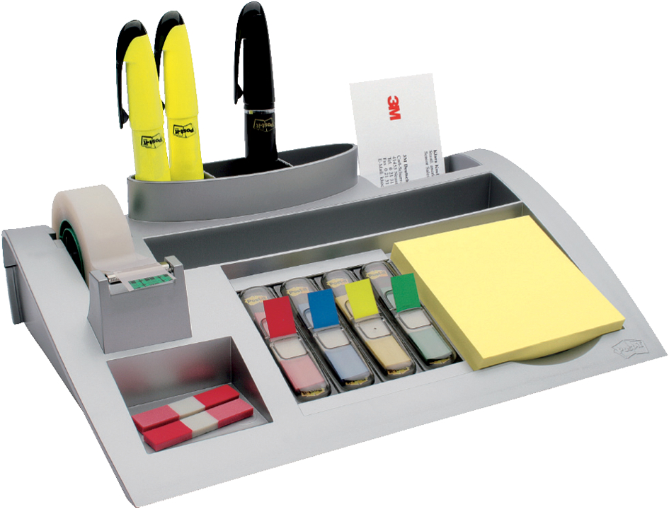 3M_C-50 Post-it Schreibtisch Organizer, silber, bestückt