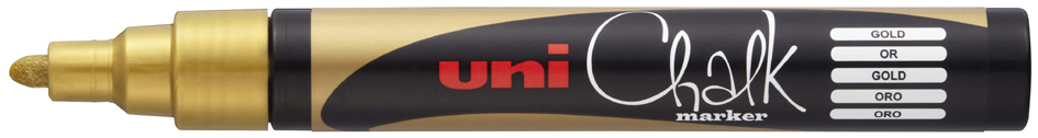 PWE-5M_OR uni-ball Kreidemarker Chalk PWE-5M, gold, Rundspitze