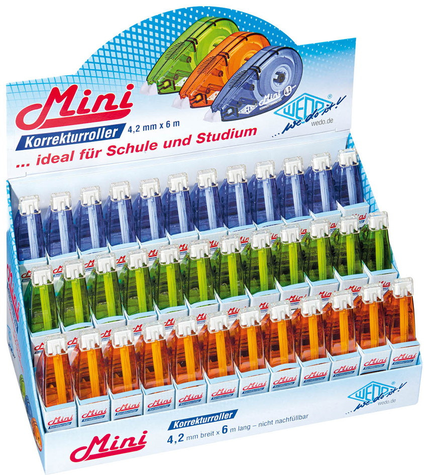257_0420699 WEDO Korrekturroller Mini, 4,2 mm x 6 m, 36er Display