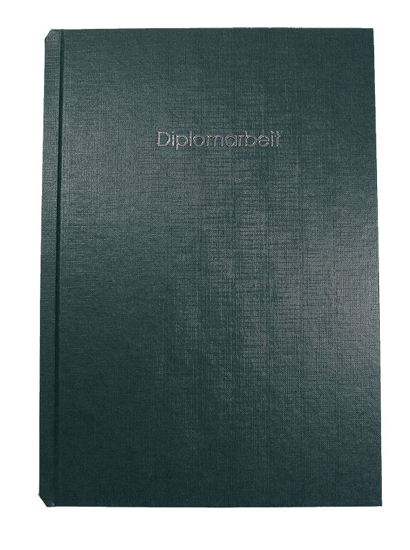 Bucheinband Hardcover ST, Prägung DIPLOMARBEIT, grün Bucheinband Hardcover ST, Prägung DIPLOMARBEIT, grün