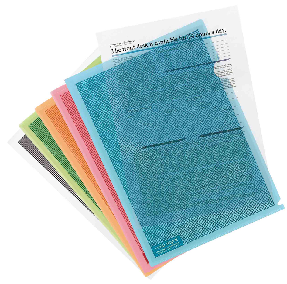 8989658931f793de18 PLUS JAPAN Datenschutz-Sichthülle, DIN A4, farbig sortiert