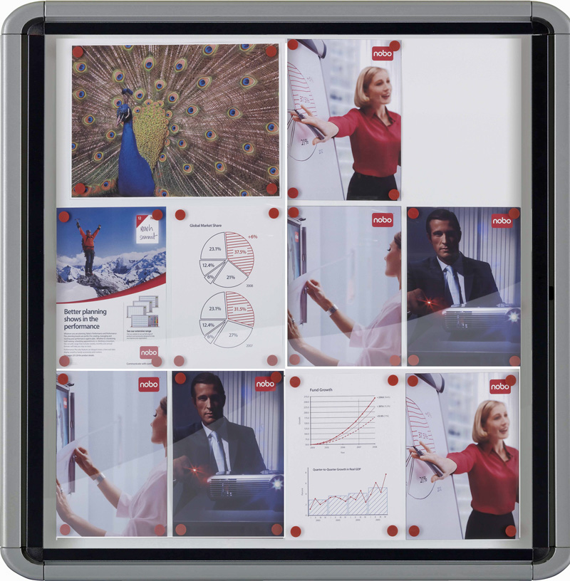 337953d9e2d934cb8f0f0e8146fc563a Schaukasten Nobo mit Klapptür, Alu, 12x DIN A4...für Außen