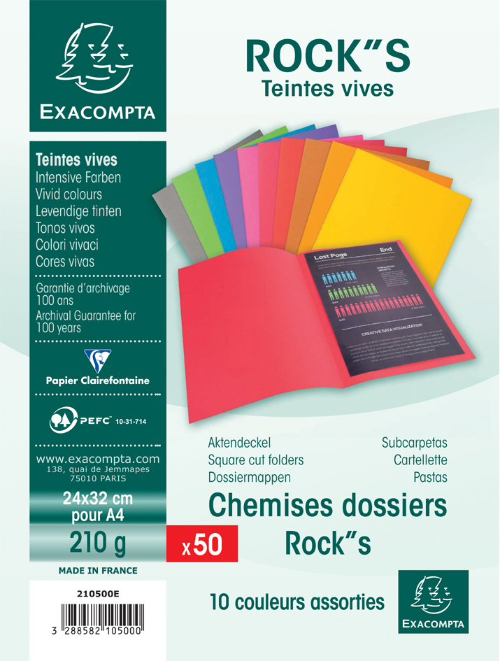 EXACOMPTA 50 Aktendeckel ROCK´S 220 g/qm + 100 Aktendeckel