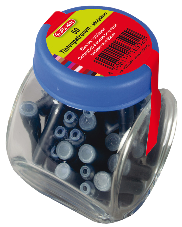 10314847001158931d02f0b67 herlitz Tintenpatronen im Glas, königsblau