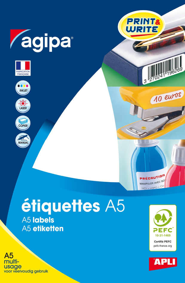 66000007Te5irlM1jJIkA agipa Universal-Etiketten, 20 x 67 mm, weiß
