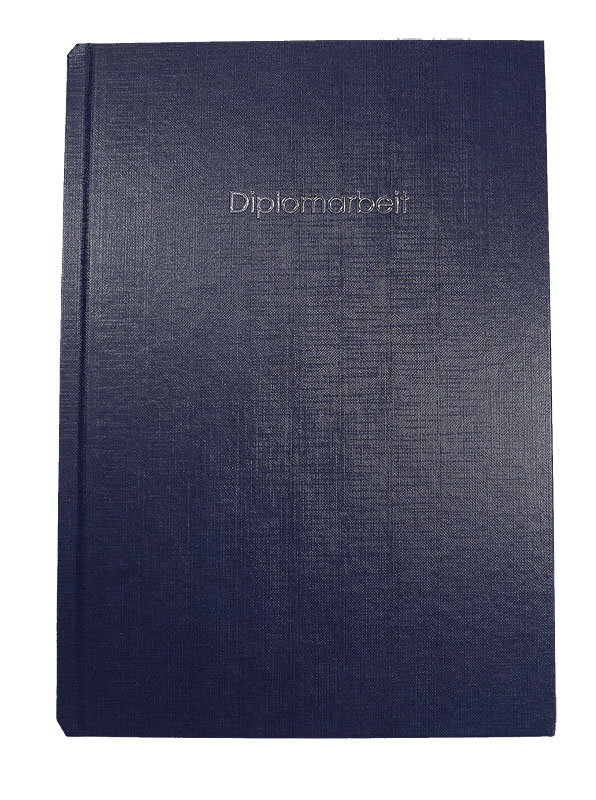 Bucheinband Hardcover ST, Prägung DIPLOMARBEIT, blau