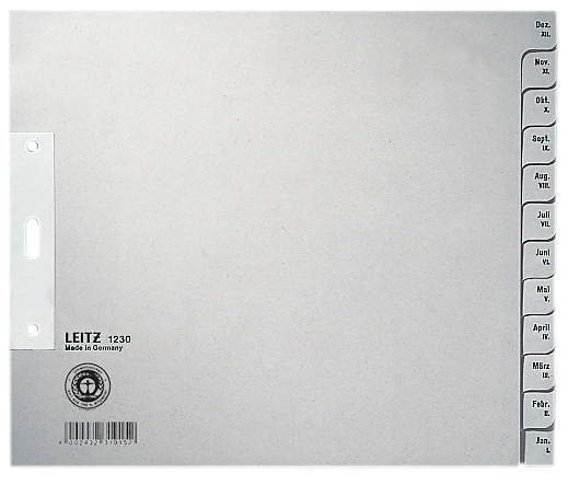 LEITZ Tauenpapier-Register, Monate, A4 Überbreite, Dez.-Jan.