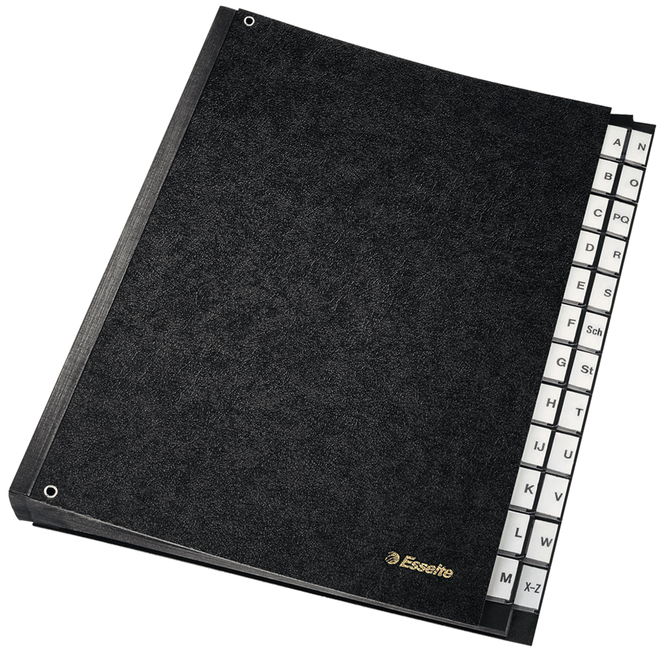 629997 Esselte Pultordner, A4, A-Z, Hartpappe, schwarz