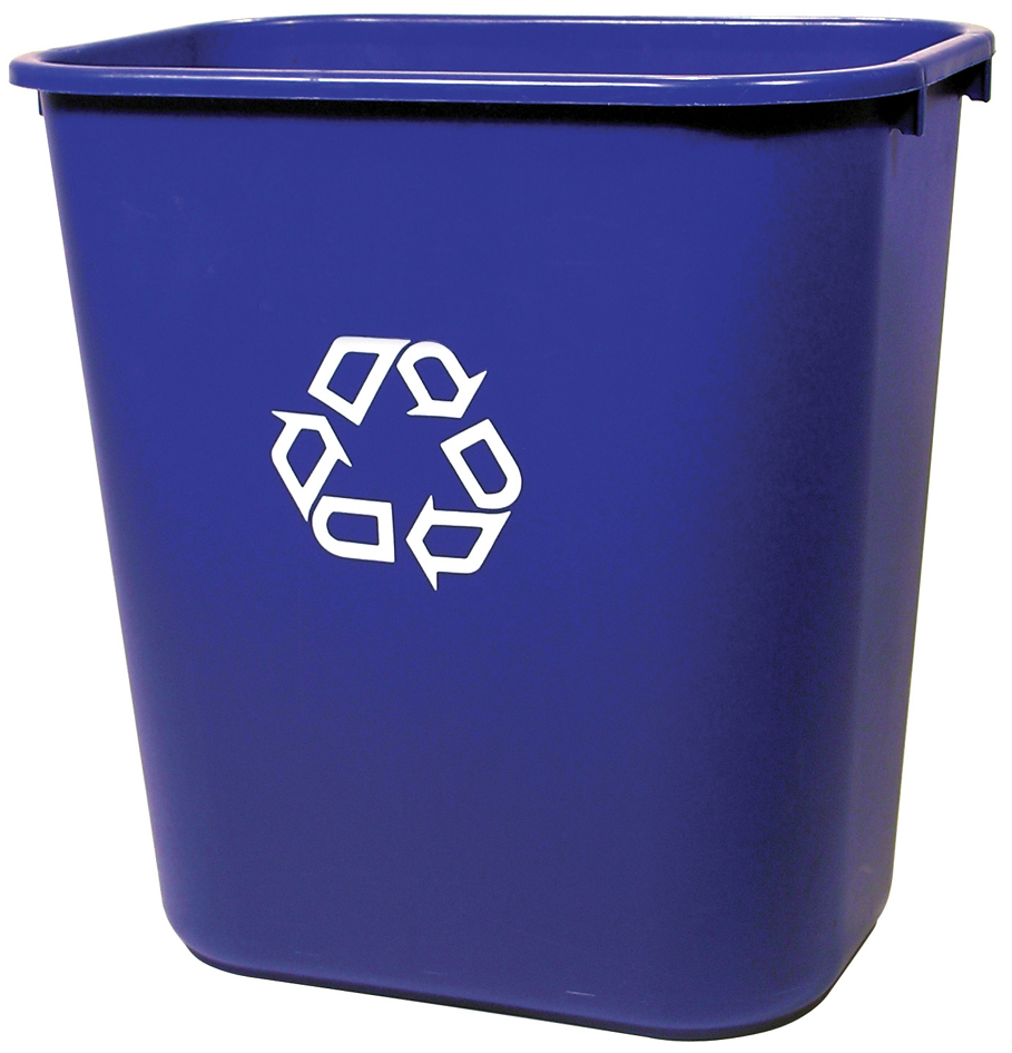 Rubbermaid Papierkorb, 12,9 Liter, rechteckig, PE, blau