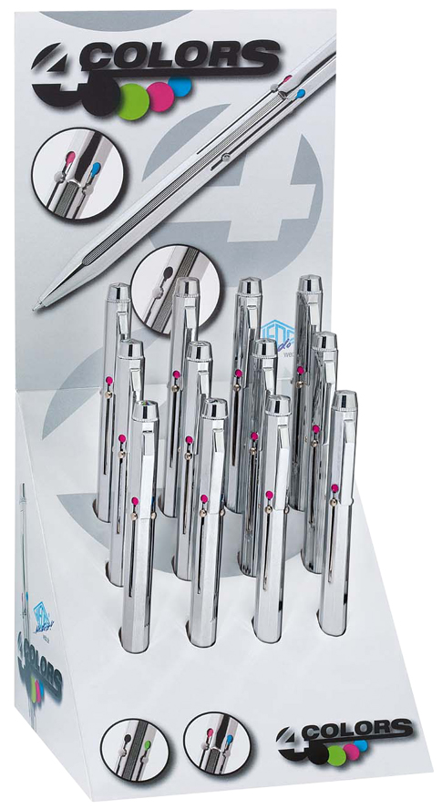 256_22699 WEDO Vierfarb-Kugelschreiber mit Schiebemechanik, Display
