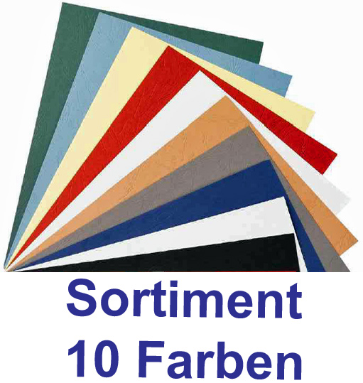 cf6d25c45eac71b5cf9f18d999f6e8c1 Einbanddeckel Lederstruktur BPA, Sortiment 10 Farben