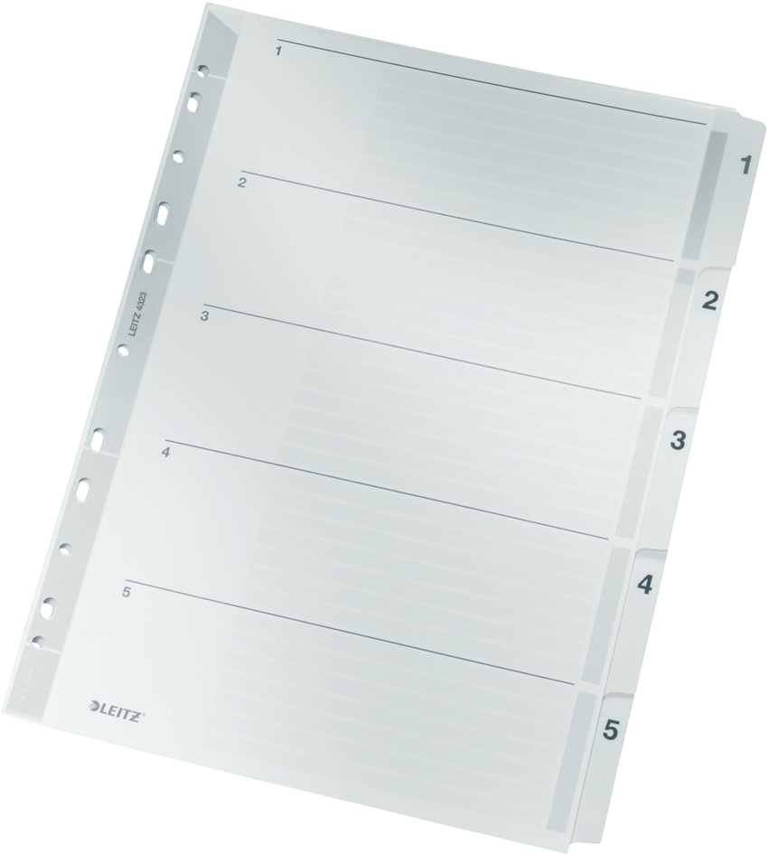 432300005893630f4fcaf LEITZ Mylarkarton-Register, Zahlen, A4, 1-12, 12-teilig,grau