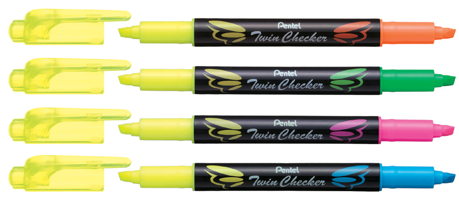 SLW8-allcolours589327d627468 Pentel Textmarker ´TWIN CHECKER´, 2 Spitzen, gelb/pink