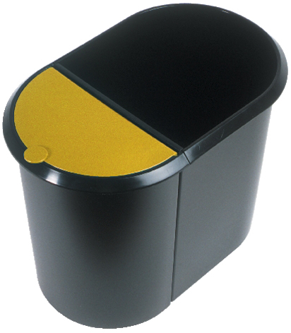 helit Papierkorb ´the double´, oval, PE, ohne Deckel,schwarz