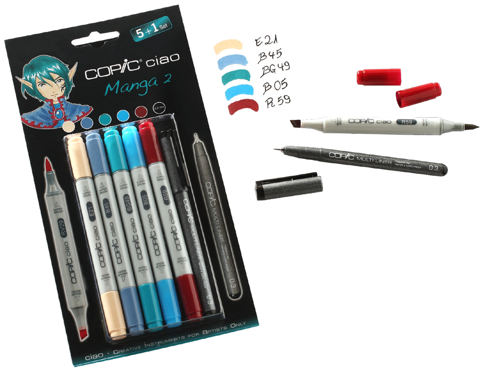 22075557 COPIC Marker ciao, 5+1 Set ´Manga 2´