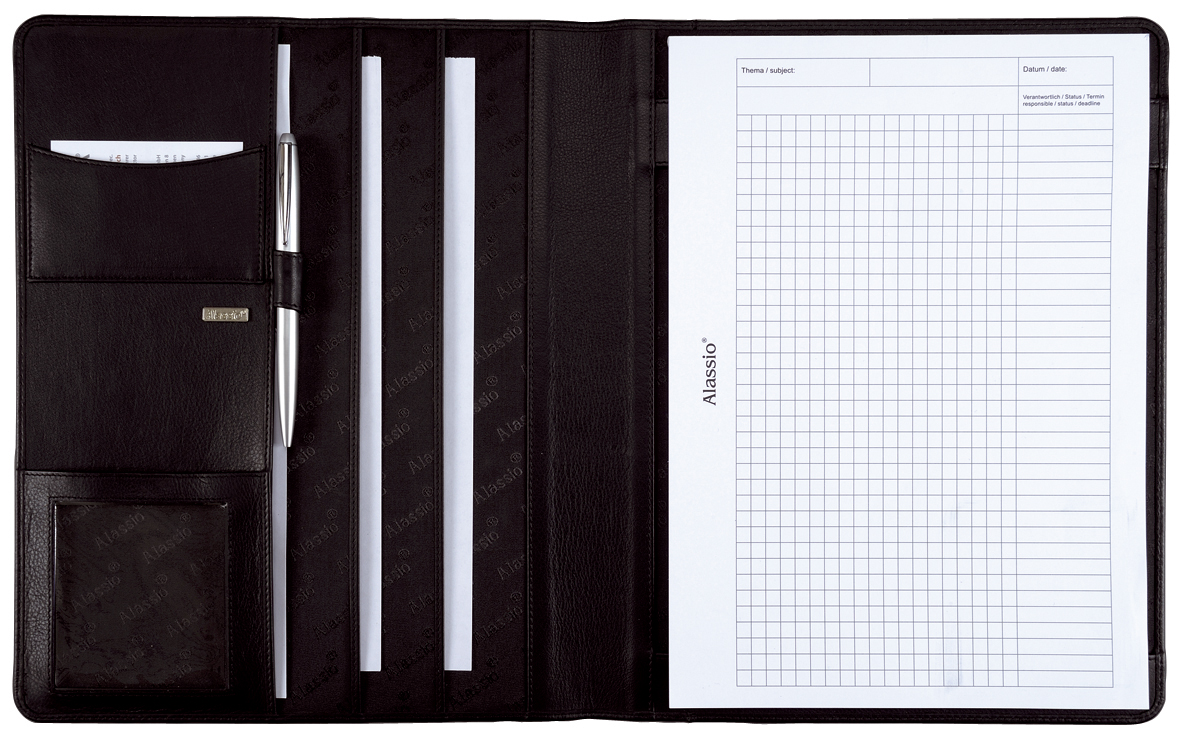 43006 Alassio Schreibmappe ´CREMONA´, DIN A4, Nappa-Leder, schwarz
