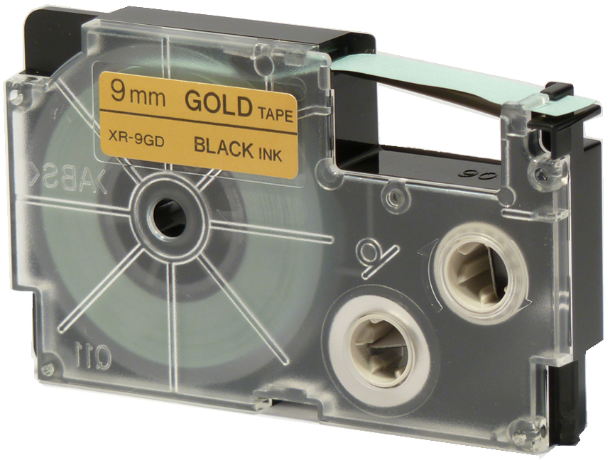 CAS_XR-9GD1-GOLD_BLACK_128058932d13477b8 CASIO XR Schriftbandkassette, schwarz auf weiß, 18 mm / 8 m