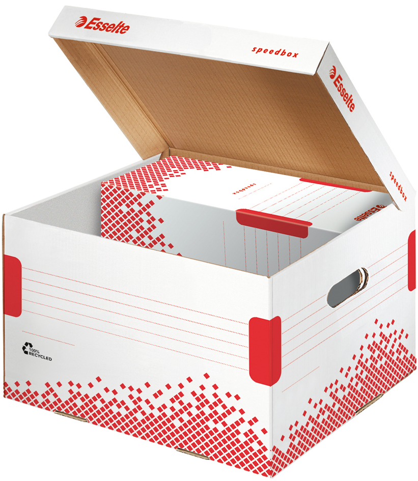 623912-speed-box-taille-M58936739e7935 Esselte Archiv-Klappdeckelbox SPEEDBOX, für Ordner, weiß/rot