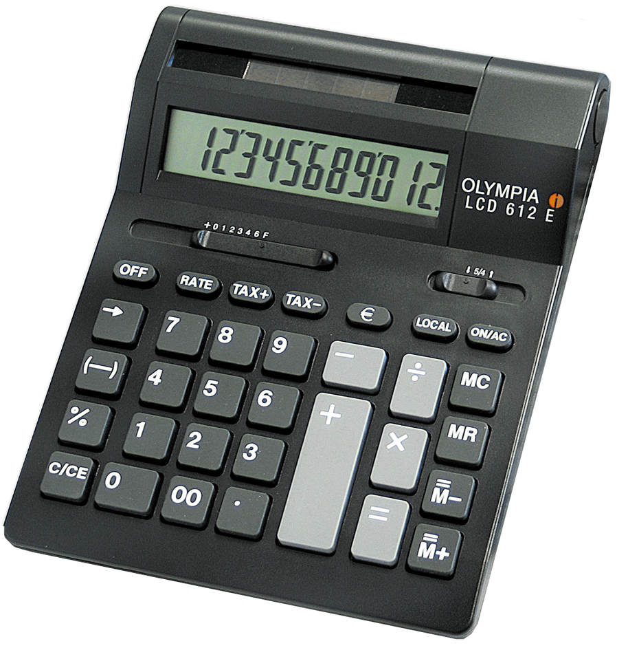 LCD-612E_schwarz OLYMPIA Tischrechner LCD-612SD, 12-stelliges LCD-Display
