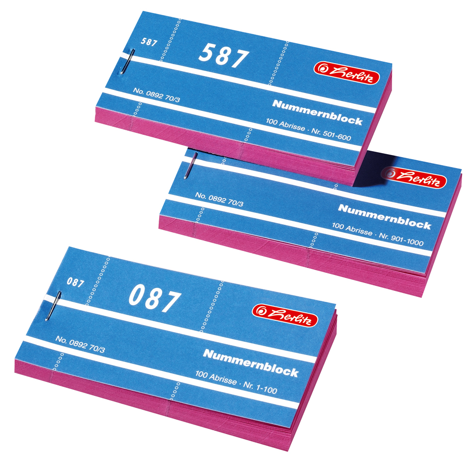 008927030011 herlitz Nummernblock, Nummern 1-1000, 100 Abrisse je Block