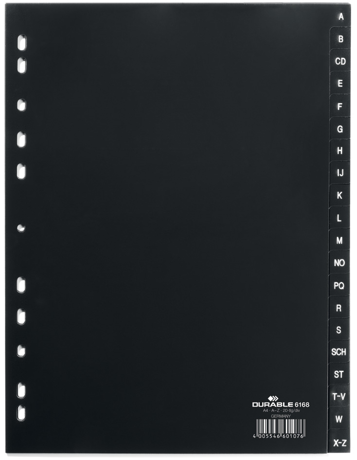 6168_01_GEN_A DURABLE Kunststoff-Register, A-Z, A4, PP, 20-teilig, schwarz