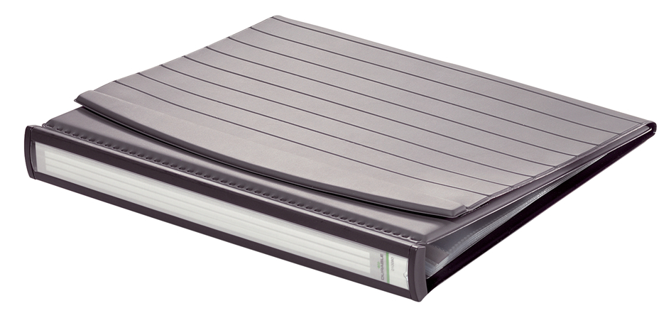 8567_39_GEN5893a3665a135 DURABLE Tisch-Flipchart, A4 quer, schwarz, inkl. 10 Hüllen